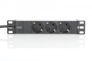 Digitus Listwa zasilająca PDU 10 cali RACK 3xSchuko, 2m 1xSchuko, 16A, Aluminiowa