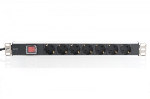 Digitus Listwa zasilająca PDU 19" RACK 7xSchuko, 2m 1xSchuko, 16A, wł./wył., aluminiowa