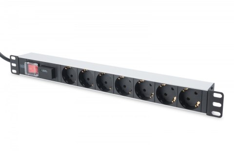 Digitus Listwa zasilająca PDU 19" RACK 7xSchuko, 2m 1xSchuko, 16A, wł./wył., zab.przepięciowe, aluminiowa Digitus Listwa zasilająca PDU 19" RACK 7xSchuko, 2m 1xSchuko, 16A, wł./wył., zab.przepięciowe, aluminiowa