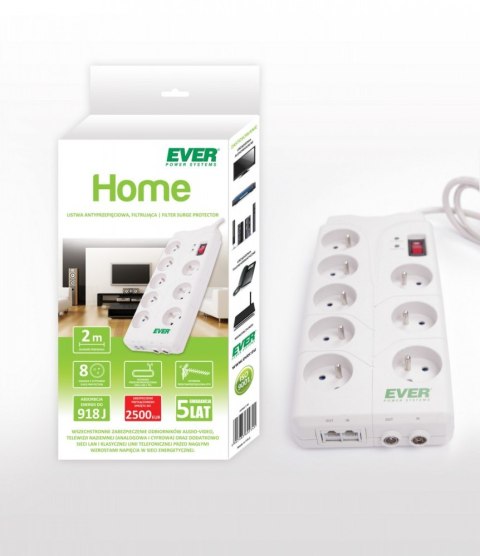 EVER Listwa Home 2M 8 gniazd Filtrująca EVER Listwa Home 2M 8 gniazd Filtrująca