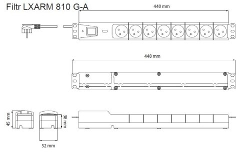 Lestar Listwa przeciwprzepięciowa LXARM 810, 3L, PDU, 5,0m, czarna Lestar Listwa przeciwprzepięciowa LXARM 810, 3L, PDU, 5,0m, czarna