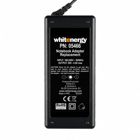 Whitenergy Zasilacz 05466 20V | 4.5A 90W wtyk 5.5*2.5 mm Whitenergy Zasilacz 05466 20V | 4.5A 90W wtyk 5.5*2.5 mm