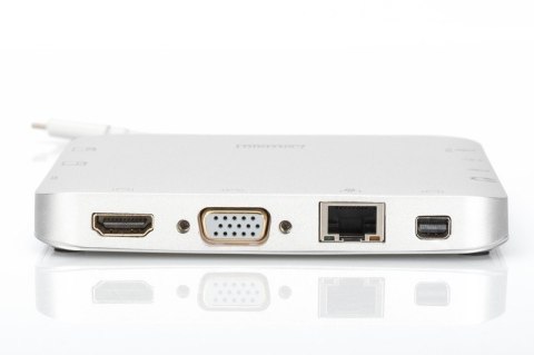 Digitus Stacja dokująca USB Typ C, 11 dodatkowych portów, funkcja Dual Monitor, 4K 30Hz, aluminiowa, Srebrna