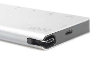 Digitus Stacja dokująca podróżna USB Typ C, 6 portów 4K, HDMI, VGA, USB3.0, RJ45, microSD, SD/MMC, Srebrna
