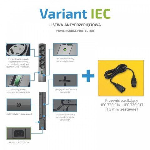 EVER Listwa VARIANT IEC 1.5m EVER Listwa VARIANT IEC 1.5m
