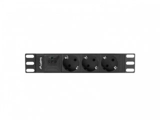 Lanberg Listwa zasilająca Rack PDU 10 cali 1U 3x Schuko 2m 10A czarna C14