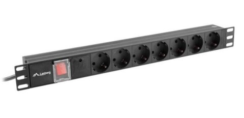 Lanberg Listwa zasilająca Rack PDU 19" 1U 10A 7X SCHUKO 2m czarny C14 Lanberg Listwa zasilająca Rack PDU 19" 1U 10A 7X SCHUKO 2m czarny C14