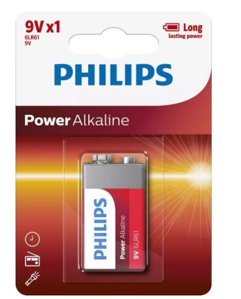 Philips Bateria Power Alkaline 9V 1szt. blister (LR61) Philips Bateria Power Alkaline 9V 1szt. blister (LR61)