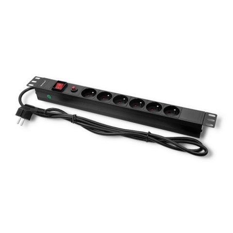 Qoltec Listwa zasilająca do RACK 19cali | 1U | 6A | PDU | 6xSCHUKO | 2m Qoltec Listwa zasilająca do RACK 19cali | 1U | 6A | PDU | 6xSCHUKO | 2m