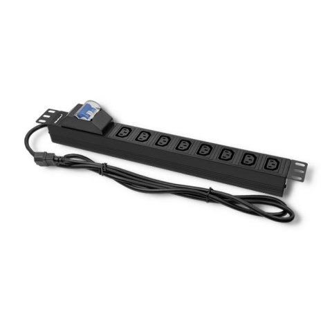 Qoltec Listwa zasilająca do Rack 19cali | circuit breaker | 1U | 10A | PDU | 8xIEC C13 | 2m