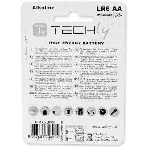 Techly Baterie alkaliczne LR06 AA 4szt, (IBT-LR06T4B) Techly Baterie alkaliczne LR06 AA 4szt, (IBT-LR06T4B)