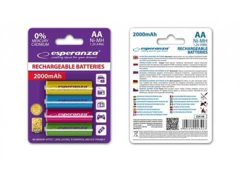 Esperanza Akumulatory AA 2000mAh 4szt. mix kolorów Esperanza Akumulatory AA 2000mAh 4szt. mix kolorów