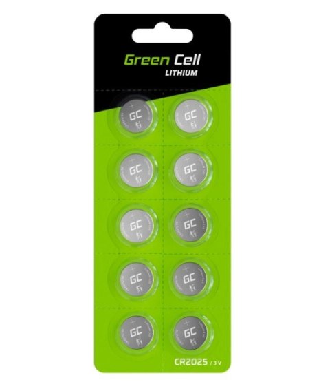 Green Cell Bateria guzikowa 10x CR2025 3V Litowa 160mAh Green Cell Bateria guzikowa 10x CR2025 3V Litowa 160mAh