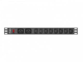 Lanberg Listwa zasilająca Rack PDU 19 cali 1U 16A 2X C19 8X IEC C13 czarny C20