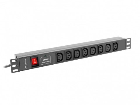 Lanberg Listwa zasilająca Rack PDU 19 cali 1U 16A 8X IEC C13 2m czarna C20 Lanberg Listwa zasilająca Rack PDU 19 cali 1U 16A 8X IEC C13 2m czarna C20