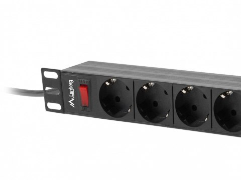 Lanberg Listwa zasilająca Rack PDU 19 cali 1U 16A 9xSchuko 3m Czarna Lanberg Listwa zasilająca Rack PDU 19 cali 1U 16A 9xSchuko 3m Czarna