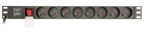 Gembird Listwa zasilająca rack (PDU), 8 gniazd FR, 1U, 10A, wtyk C14 3m Gembird Listwa zasilająca rack (PDU), 8 gniazd FR, 1U, 10A, wtyk C14 3m