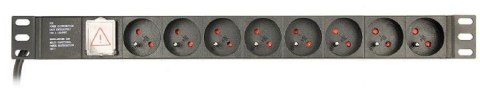 Gembird Listwa zasilająca rack (PDU), 8 gniazd FR, 1U, 16A, wtyk Schuko 3m Gembird Listwa zasilająca rack (PDU), 8 gniazd FR, 1U, 16A, wtyk Schuko 3m