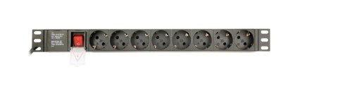 Gembird Listwa zasilająca rack (PDU), 8 gniazd typ Schuko, 1U, 10A, wtyk C14 3m Gembird Listwa zasilająca rack (PDU), 8 gniazd typ Schuko, 1U, 10A, wtyk C14 3m