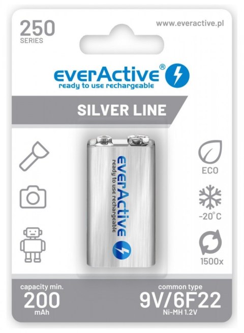 EverActive Akumulatorek 6F22/9V NI-MH 250 mAh 1 szt. ready to use EverActive Akumulatorek 6F22/9V NI-MH 250 mAh 1 szt. ready to use