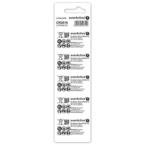 EverActive Bateria litowa CR2016 blister 5 szt. EverActive Bateria litowa CR2016 blister 5 szt.