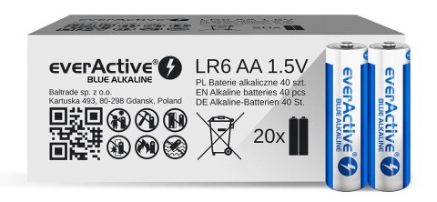 EverActive Baterie LR6/AA Blue Alkaline 40 szt. Edycja limitowana EverActive Baterie LR6/AA Blue Alkaline 40 szt. Edycja limitowana