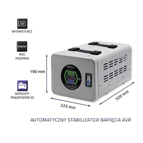Qoltec Automatyczny stabilizator napięcia AVR 5000VA Qoltec Automatyczny stabilizator napięcia AVR 5000VA