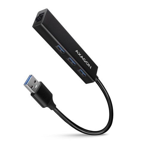 AXAGON HMA-GL3A Wieloportowy hub USB 4in1, 5Gbps, 3x USB-A + GLAN, metalowy, 20cm USB-A kabel