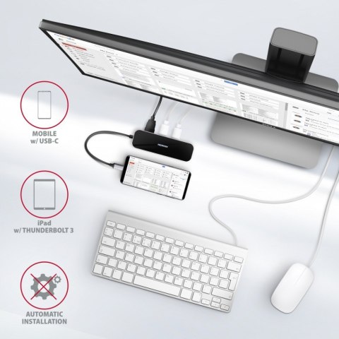 AXAGON HMC-6GL Wieloportowy hub USB 6in1, 5Gbps, 3x USB-A, HDMI 4K/30Hz, GLAN, PD 100W, 20cm USB-C kabel