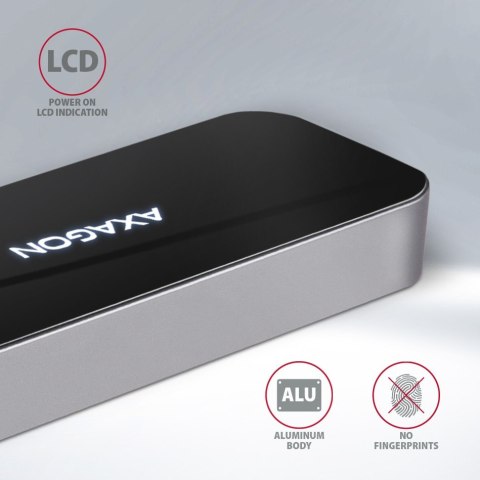 AXAGON HMC-6GL Wieloportowy hub USB 6in1, 5Gbps, 3x USB-A, HDMI 4K/30Hz, GLAN, PD 100W, 20cm USB-C kabel