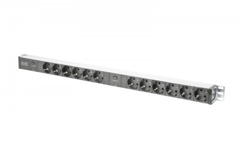 Digitus Listwa zasilająca PDU 19" RACK, 12x gniazdo Schuko, 2x 2m wtyk Unischuko, 16A, zabezpieczenie przeciążeniowe, profil aluminiowy Digitus Listwa zasilająca PDU 19" RACK, 12x gniazdo Schuko, 2x 2m wtyk Unischuko, 16A, zabezpieczenie przeciążeniowe, profil aluminiowy