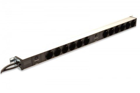 Digitus Listwa zasilająca PDU 19" RACK, 12x gniazdo Schuko, 2x 2m wtyk Unischuko, 16A, zabezpieczenie przeciążeniowe, profil aluminiowy Digitus Listwa zasilająca PDU 19" RACK, 12x gniazdo Schuko, 2x 2m wtyk Unischuko, 16A, zabezpieczenie przeciążeniowe, profil aluminiowy
