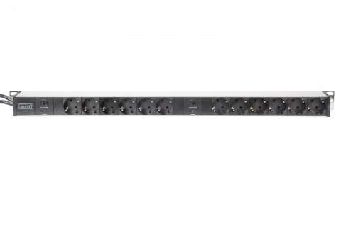 Digitus Listwa zasilająca PDU 19" RACK, 12x gniazdo Schuko, 2x 2m wtyk Unischuko, 16A, zabezpieczenie przeciążeniowe, profil aluminiowy Digitus Listwa zasilająca PDU 19" RACK, 12x gniazdo Schuko, 2x 2m wtyk Unischuko, 16A, zabezpieczenie przeciążeniowe, profil aluminiowy