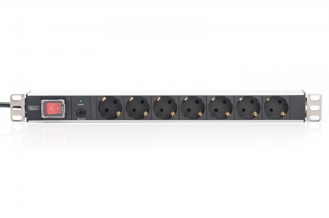 Digitus Listwa zasilająca PDU 19" Rack, 7x gniazdo schuko, 2.0m, 1x wtyk unischuko, 16A, wł./wył., zabezpieczenie przeciążeniowe, profil