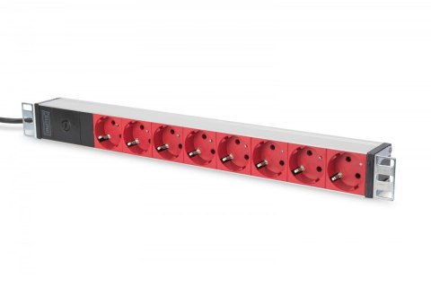 Digitus Listwa zasilająca PDU 19 cali Rack, 8x czerwone gniazdo schuko, 2.0m, 1x wtyk C14, 10A Aluminiowa Digitus Listwa zasilająca PDU 19 cali Rack, 8x czerwone gniazdo schuko, 2.0m, 1x wtyk C14, 10A Aluminiowa