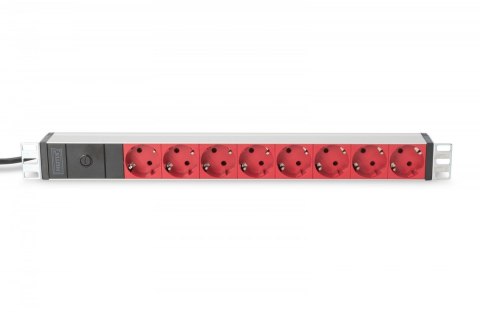 Digitus Listwa zasilająca PDU 19 cali Rack, 8x czerwone gniazdo schuko, 2.0m, 1x wtyk C14, 10A Aluminiowa Digitus Listwa zasilająca PDU 19 cali Rack, 8x czerwone gniazdo schuko, 2.0m, 1x wtyk C14, 10A Aluminiowa