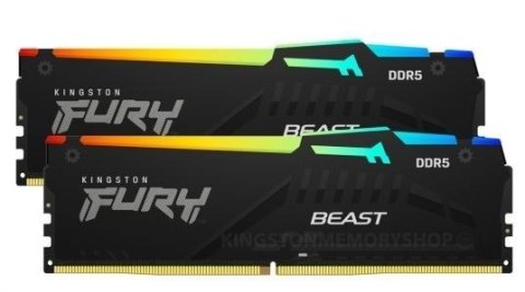 Kingston Pamięć DDR5 Fury Beast Black RGB 64GB(2*32GB)/5600 CL36 EXPO Kingston Pamięć DDR5 Fury Beast Black RGB 64GB(2*32GB)/5600 CL36 EXPO