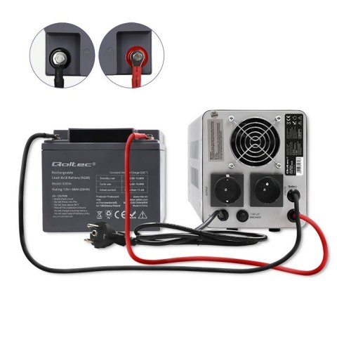 Qoltec Zasilacz awaryjny Pure Sine Wave UPS | 800VA | 560W | Stała faza | Szary