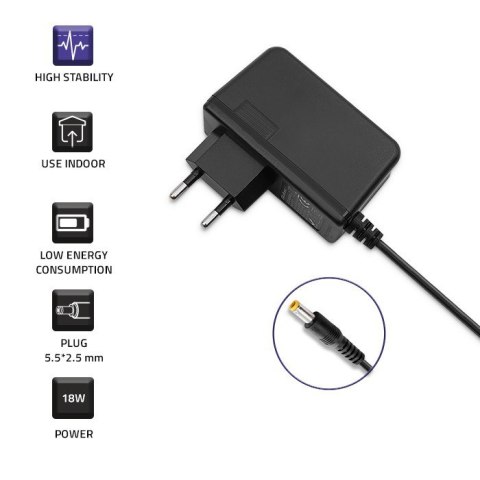 Qoltec Zasilacz wtyczkowy 18W | 9V | 2A | 5.5x2.5 Qoltec Zasilacz wtyczkowy 18W | 9V | 2A | 5.5x2.5
