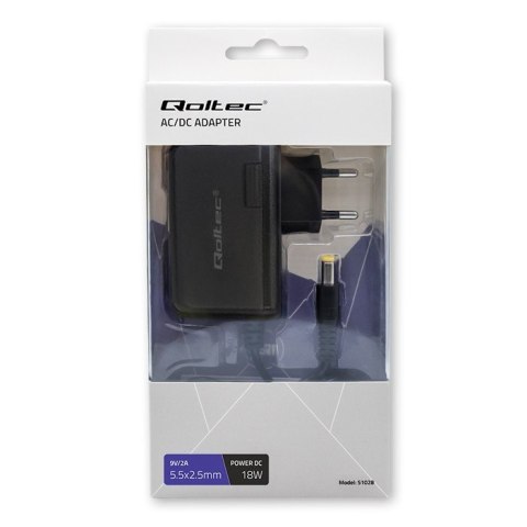 Qoltec Zasilacz wtyczkowy 18W | 9V | 2A | 5.5x2.5 Qoltec Zasilacz wtyczkowy 18W | 9V | 2A | 5.5x2.5
