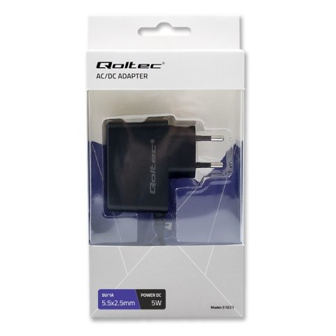 Qoltec Zasilacz wtyczkowy 5W | 5V | 1A | 5.5*2.5 Qoltec Zasilacz wtyczkowy 5W | 5V | 1A | 5.5*2.5