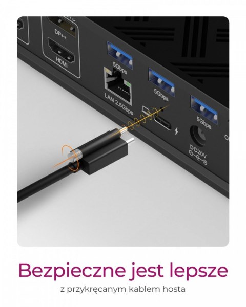 IcyBox Stacja dokująca IB-DK2288AC 13in1,4x4K Monitory,PD 100Watt,Audio,LAN, czytnik Kart, DisplayLink