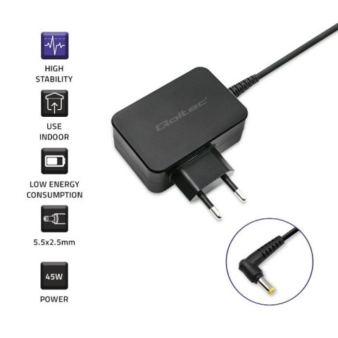 Qoltec Zasilacz do ultrabooka Toshiba 45W | 19V | 2.37A | 5.5*2.5 Qoltec Zasilacz do ultrabooka Toshiba 45W | 19V | 2.37A | 5.5*2.5