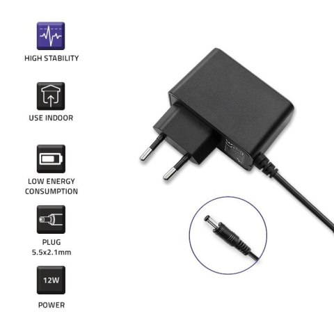 Qoltec Zasilacz wtyczkowy 12W | 12V | 1A | 5.5*2.1 Qoltec Zasilacz wtyczkowy 12W | 12V | 1A | 5.5*2.1