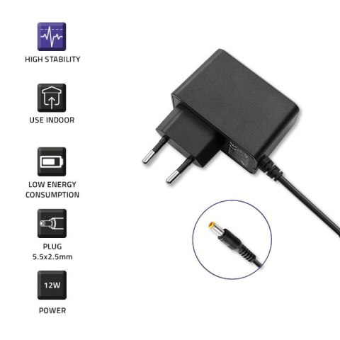 Qoltec Zasilacz wtyczkowy 12W | 12V | 1A | 5.5*2.5 Qoltec Zasilacz wtyczkowy 12W | 12V | 1A | 5.5*2.5