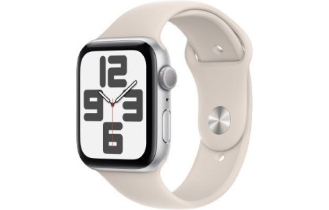 Apple Watch SE GPS, 44mm Koperta z aluminium w kolorze księżycowej poświaty z paskiem sportowym w kolorze księżycowej poświaty - S/M Apple Watch SE GPS, 44mm Koperta z aluminium w kolorze księżycowej poświaty z paskiem sportowym w kolorze księżycowej poświaty - S/M