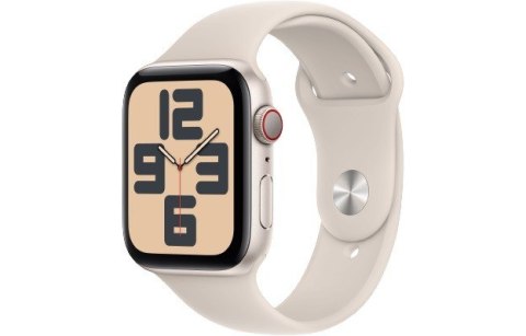 Apple Watch SE GPS + Cellular, 44mm Koperta z aluminium w kolorze księżycowej poświaty z paskiem sportowym w kolorze księżycowej poświ Apple Watch SE GPS + Cellular, 44mm Koperta z aluminium w kolorze księżycowej poświaty z paskiem sportowym w kolorze księżycowej poświ