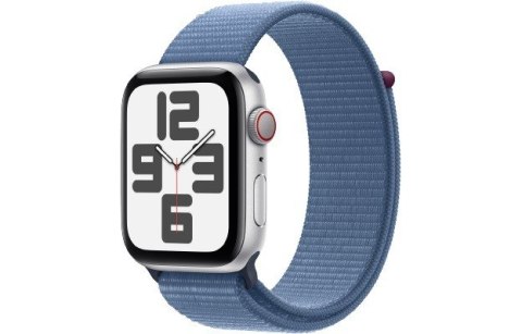 Apple Watch SE GPS + Cellular, 44mm Koperta z aluminium w kolorze srebrnym z opaską sportową w kolorze zimowego błękitu Apple Watch SE GPS + Cellular, 44mm Koperta z aluminium w kolorze srebrnym z opaską sportową w kolorze zimowego błękitu