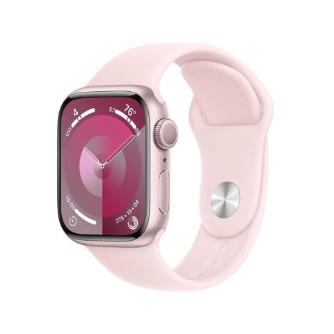 Apple Watch Series 9 GPS, 45mm Koperta z aluminium w kolorze różowym z paskiem sportowy w kolorze jasnoróżowym - S/M Apple Watch Series 9 GPS, 45mm Koperta z aluminium w kolorze różowym z paskiem sportowy w kolorze jasnoróżowym - S/M