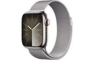 Apple Watch Series 9 GPS + Cellular, 41mm Koperta ze stali nierdzewnej w kolorze srebrnym z bransoletą mediolańską w kolorze srebrnym